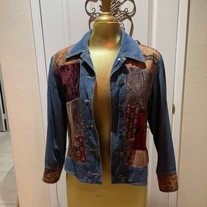 Denim jacket with patch work